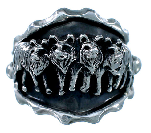 American Indian Genuine Sterling Silver Wolf Ring Size 14-1/2 RX115589